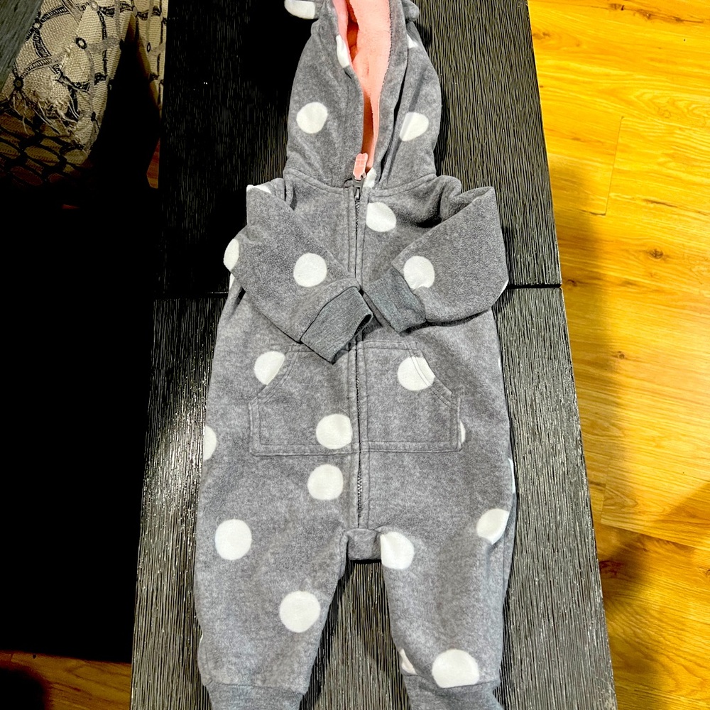 Carters polka dot hooded fleece jumper